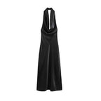 Neck traps silk long dress