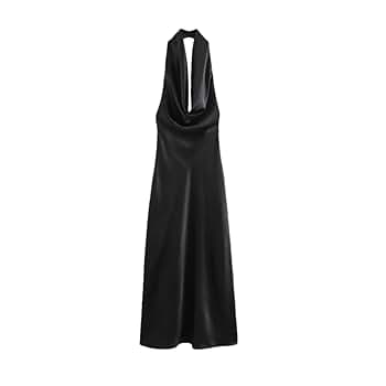 Neck traps silk long dress