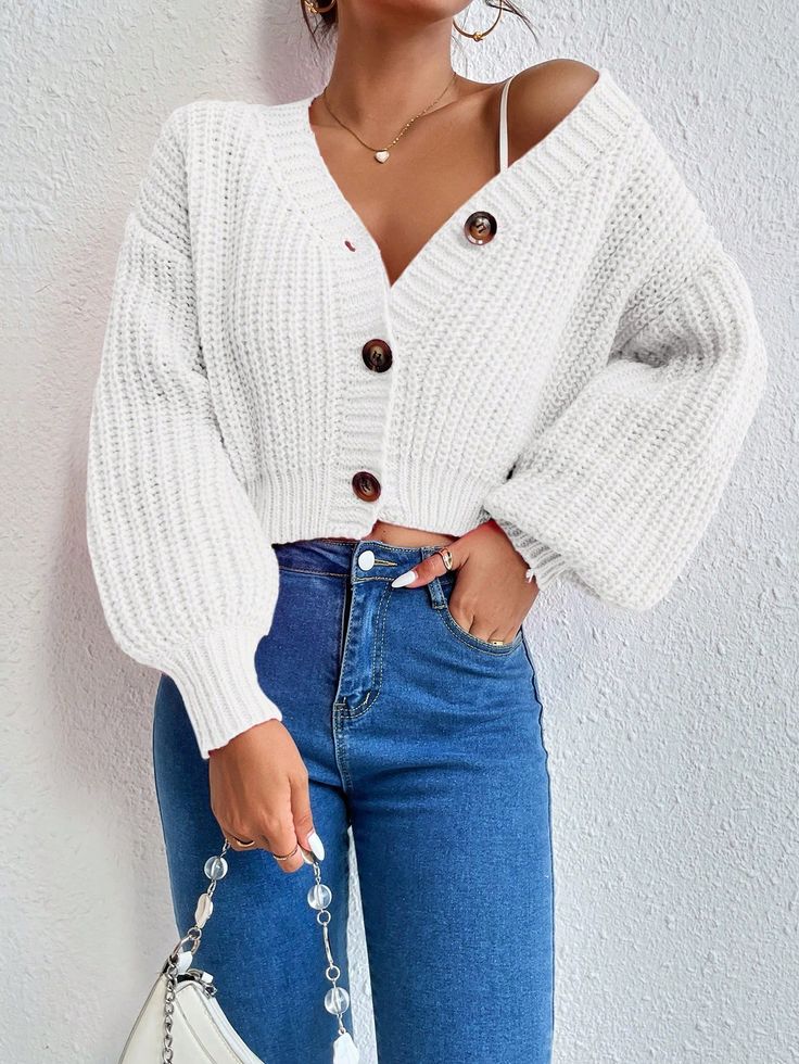 Three buttons long sleeve cardigan pullover