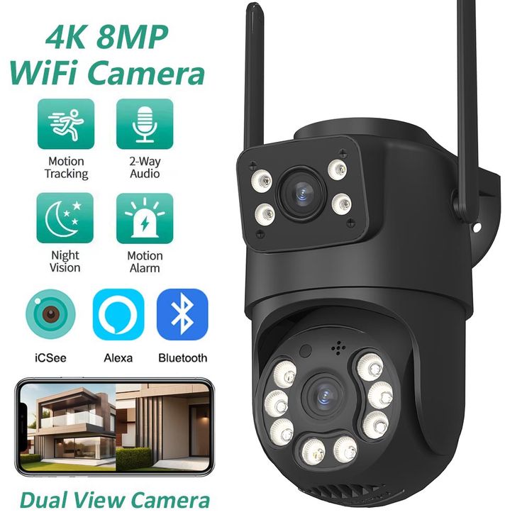 Outdoor Dual-Lens PTZ Security Camera – 8MP Ultra-Clear Surveillance
