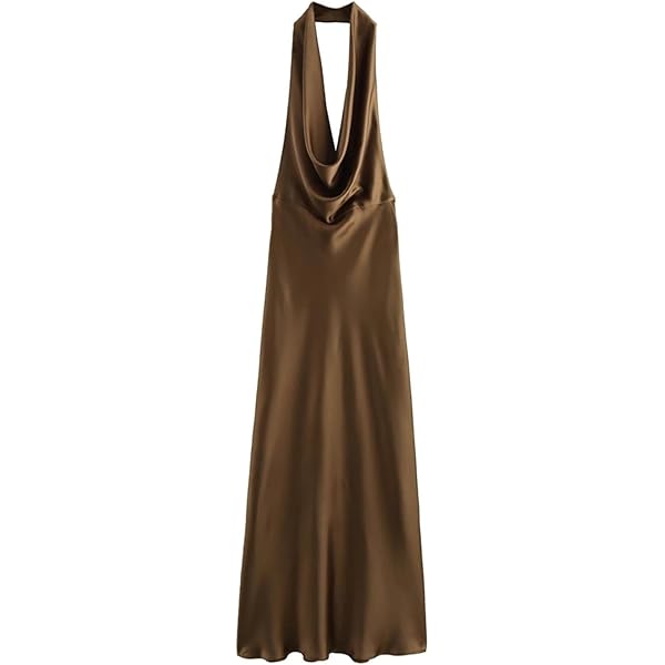 Neck traps silk long dress