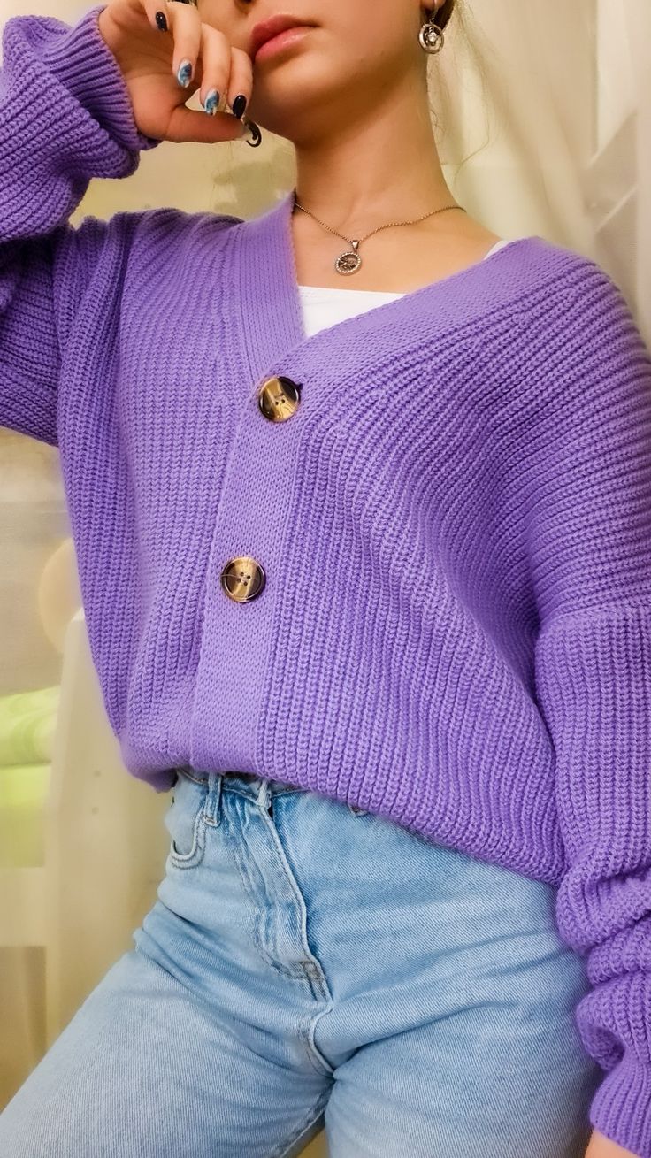 Three buttons long sleeve cardigan pullover