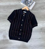 V-neck buttons t-shirt sweater