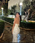 Sleeveless halter maxi dress