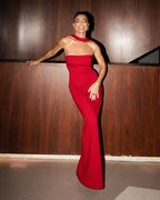 Bandeau halter maxi dress