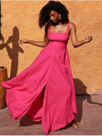 Long dress sleeveless front split