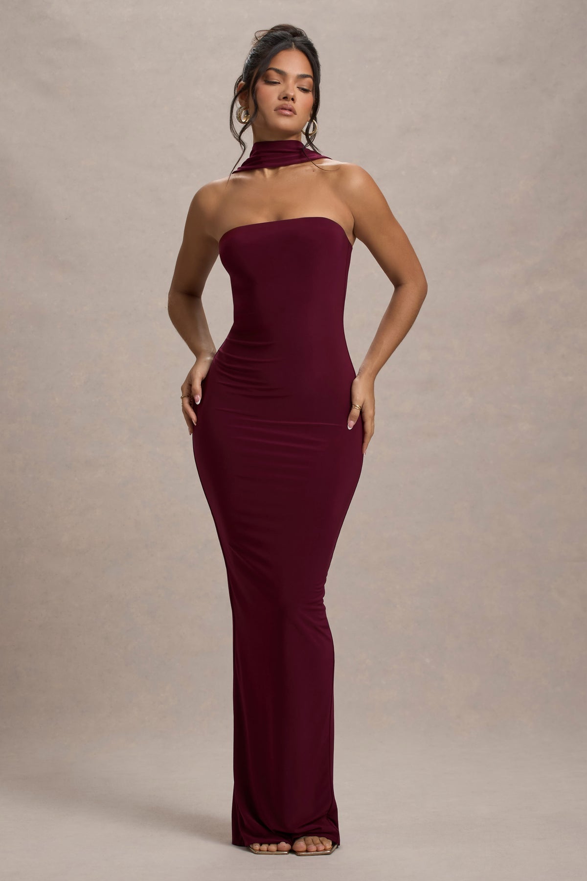 Bandeau halter maxi dress