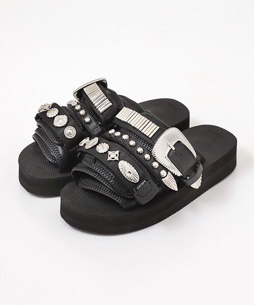 Suicoke MOTO-CabTOG sandals in black artificial leather.