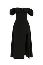 Split summer dress short sleeve maxi off-shoulders