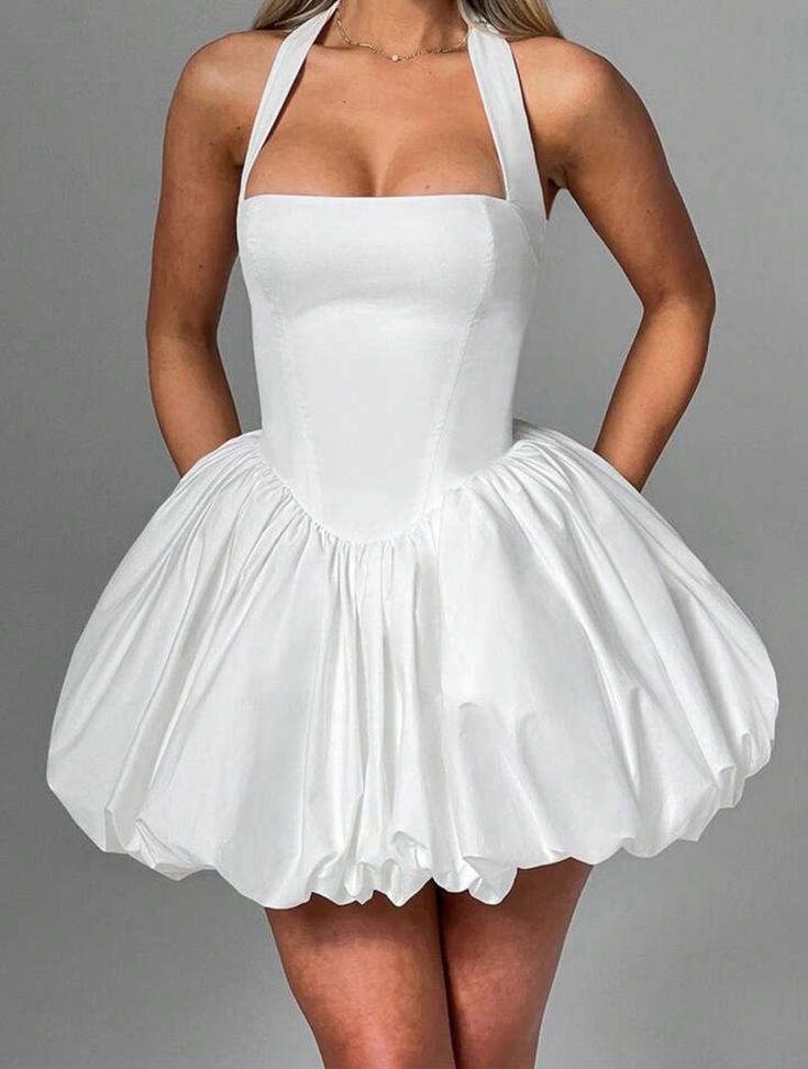 Neck straps spread short dress