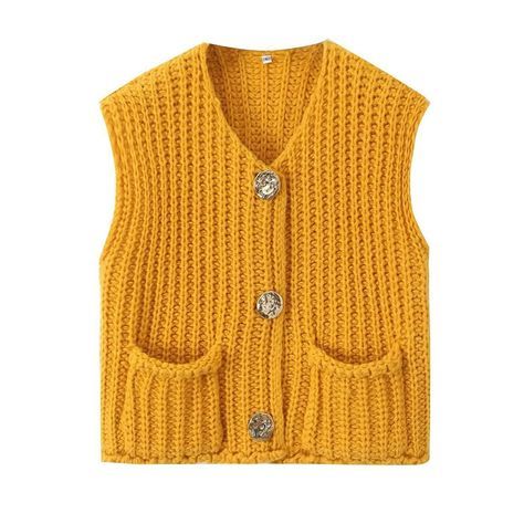 Three buttons V-neck pocket sleeveless top