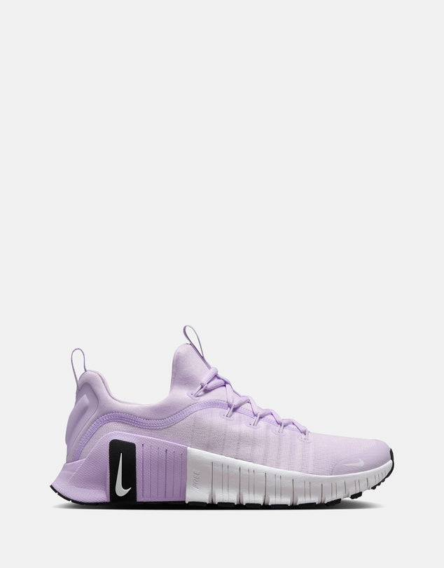 Purple running shoe with Nike logo on a white background