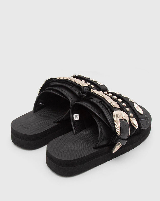 Suicoke MOTO-CabTOG sandals in black artificial leather.