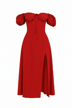 Split summer dress short sleeve maxi off-shoulders