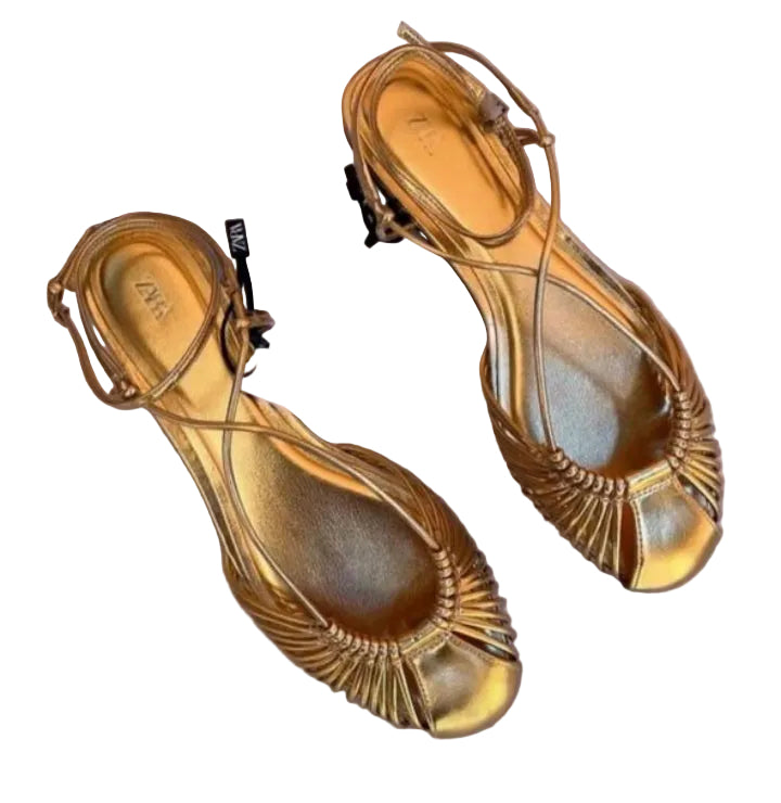 Golden flat sandals